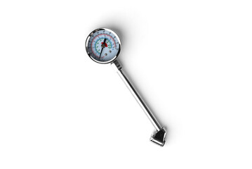Air pressure gauge for car tire isolated on white background.