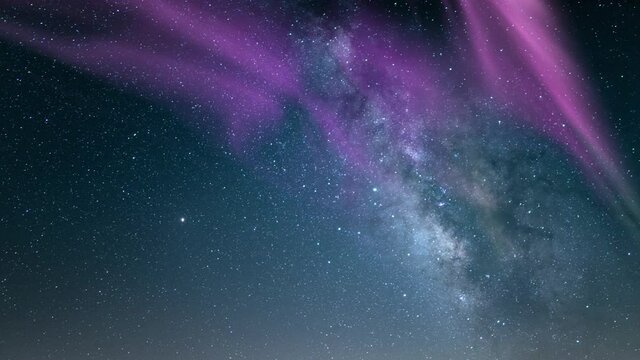 Aurora Milky Way Galaxy Time Lapse and Meteor Shower Aquarids Meteor Shower 02