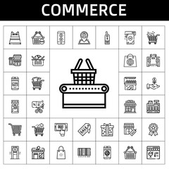 commerce icon set. line icon style. commerce related icons such as online shopping, shop, cash register, discount, shopping basket, supermarket, supermarket gift, online shop