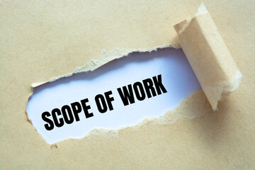 Text sign showing SCOPE OF WORK