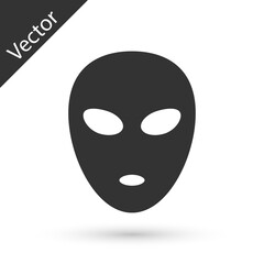 Grey Alien icon isolated on white background. Extraterrestrial alien face or head symbol. Vector