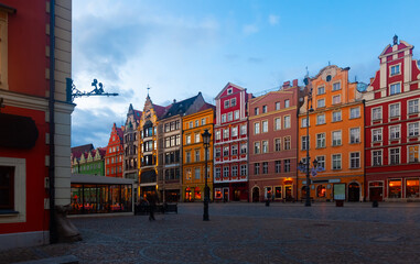 Fototapeta premium Evening view of the market square in the city of Wroclaw. Poland