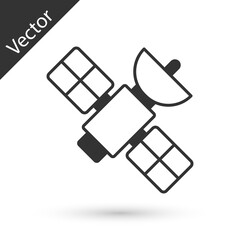 Grey Satellite icon isolated on white background. Vector