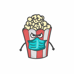 Cute Popcorn Character Flat Cartoon Vector Template Design Illustration