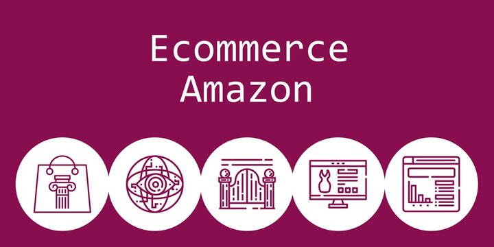 ecommerce amazon background concept with ecommerce amazon icons. Icons related shopping bag, website, internet, gateway