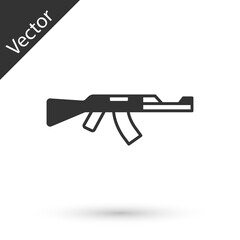 Grey Submachine gun icon isolated on white background. Kalashnikov or AK47. Vector