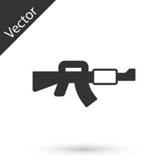 Grey M16A1 rifle icon isolated on white background. US Army M16 rifle. Vector