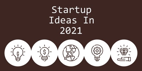 startup ideas in 2021 background concept with startup ideas in 2021 icons. Icons related idea, startup
