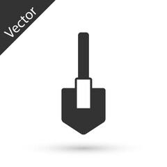 Grey Shovel icon isolated on white background. Gardening tool. Tool for horticulture, agriculture, farming. Vector