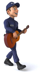 Fun 3D illustration of a cartoon Police Officer