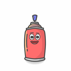 Cute Spray Can Character Flat Cartoon Vector Template Design Illustration
