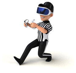 Fun 3D Illustration of a referee with a VR Helmet