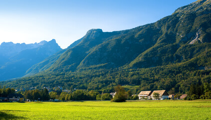 Alpine landscape with village