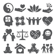 Harmony icons set on white background