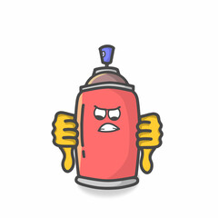 Cute Spray Can Character Flat Cartoon Vector Template Design Illustration