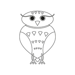 Isolated outline owl on white.