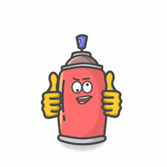 Cute Spray Can Character Flat Cartoon Vector Template Design Illustration