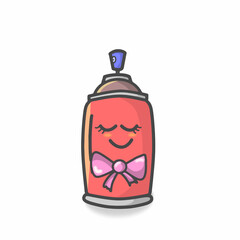 Cute Spray Can Character Flat Cartoon Vector Template Design Illustration