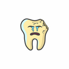 Cute Tooth Character Flat Cartoon Vector Template Design Illustration