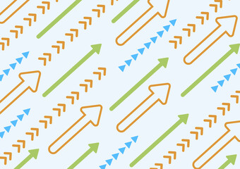 カラフルな矢印のパターン背景　壁紙　上昇　右肩上がり　Arrows Background Growth