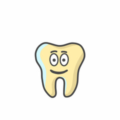 Cute Tooth Character Flat Cartoon Vector Template Design Illustration