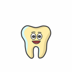 Cute Tooth Character Flat Cartoon Vector Template Design Illustration