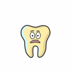 Cute Tooth Character Flat Cartoon Vector Template Design Illustration