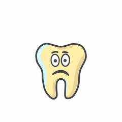 Cute Tooth Character Flat Cartoon Vector Template Design Illustration