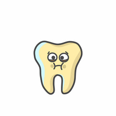 Cute Tooth Character Flat Cartoon Vector Template Design Illustration