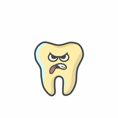 Cute Tooth Character Flat Cartoon Vector Template Design Illustration