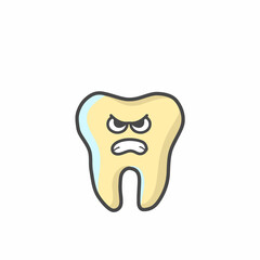Cute Tooth Character Flat Cartoon Vector Template Design Illustration