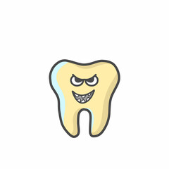 Cute Tooth Character Flat Cartoon Vector Template Design Illustration