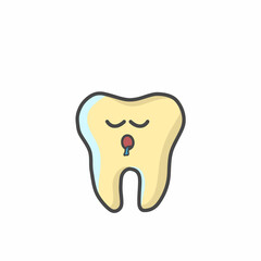 Cute Tooth Character Flat Cartoon Vector Template Design Illustration