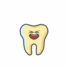 Cute Tooth Character Flat Cartoon Vector Template Design Illustration