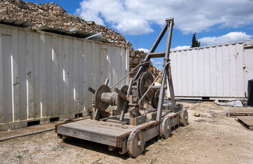 Reconstruction of old wooden catapult