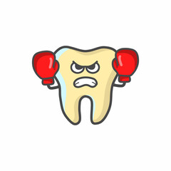 Cute Tooth Character Flat Cartoon Vector Template Design Illustration