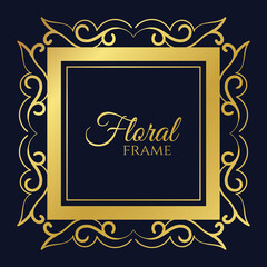 Ornamental golden decorative floral frame background. - Vector.