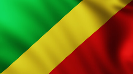 Large Flag of Congo Republic fullscreen background in the wind