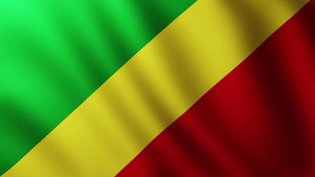 Large Flag of Congo Republic fullscreen background fluttering in the wind
