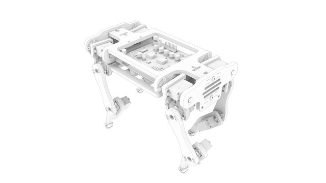 3D rendering of a robot animal sketch like style isolated on white background