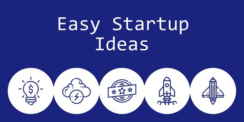 easy startup ideas background concept with easy startup ideas icons. Icons related brainstorm, idea, startup, brand