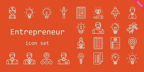 entrepreneur icon set. line icon style. entrepreneur related icons such as clerk, task, startup, idea, ideas, man, businessman, tasks