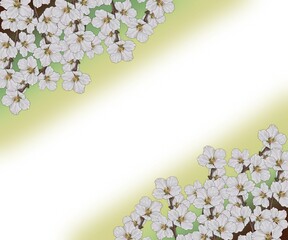 Card with an empty space for the inscription, cherry sprigs on a light background