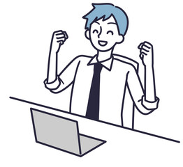 成功　笑顔男性　シンプルイラスト