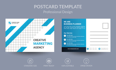 Blue Corporate business postcard or EDDM postcard design template	