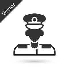 Grey Pilot icon isolated on white background. Vector