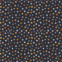 Beautiful vector seamless pattern with watercolor colorful stars. Stock illustration.