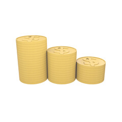 Coins stack 3D illustration isolated on white background