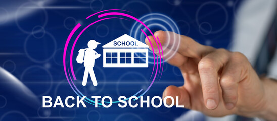 Man touching a back to school concept