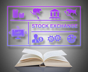 Naklejka premium Stock exchange concept above a book